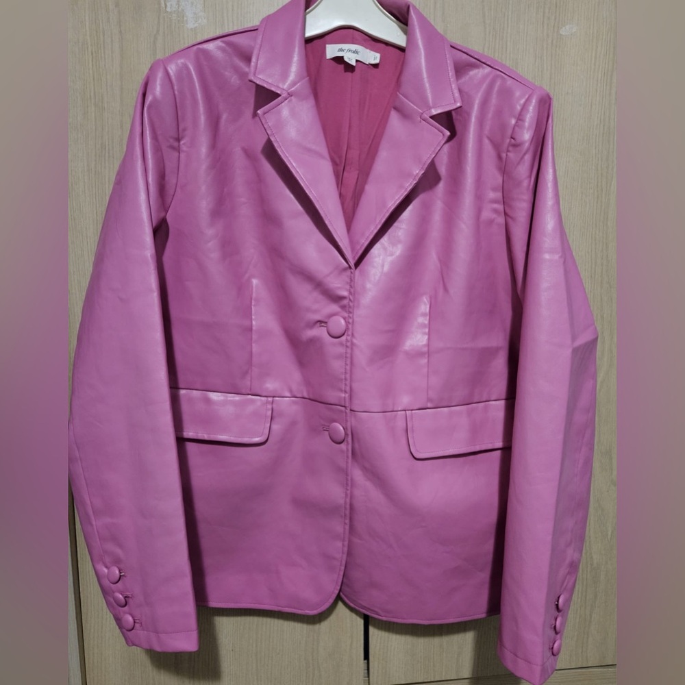 Ladies Faux leather Jacket Bubble Gum color